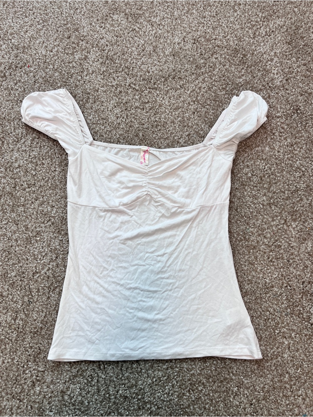 Women's White Puff Sleeve Square Neck Top